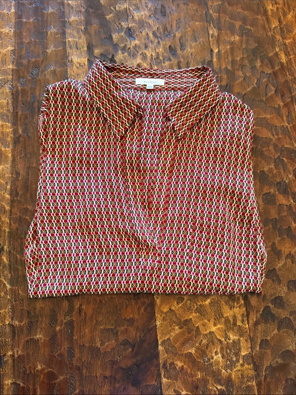 Pleione Geometric Print Long Sleeve Blouse Multicolor Size M
